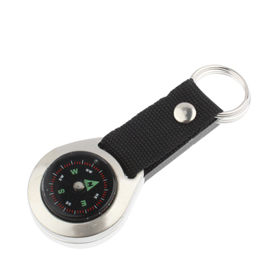 Keychain Style Round Liquid Navigation Compass with Metal Casing